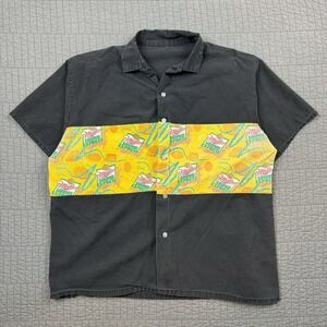 Miller Sound Express Shirt Men Large Black Boxy Fit Button Up Short Sleeve Beer